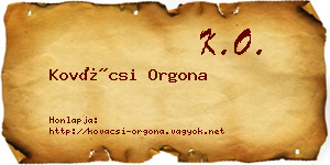 Kovácsi Orgona névjegykártya